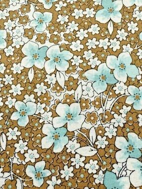 Fabric Traditions 2011 Brown Teal White Floral Cotton Fabric 2 yards + 28 inches